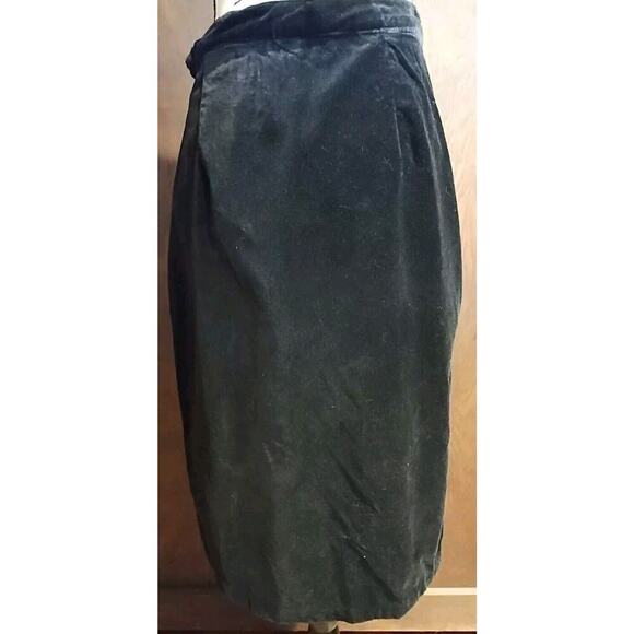 Vintage Merona A Line Velvet Velour Skirt Midi 10 Medium Black Whimsygoth slit - Picture 4 of 6